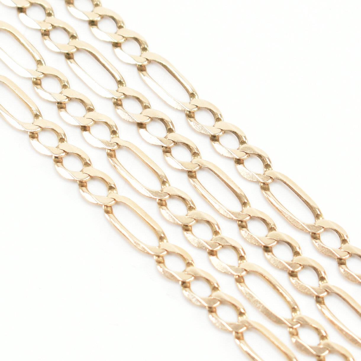 HALLMARKED 9CT GOLD FIGARO CHAIN NECKLACE - Image 3 of 5