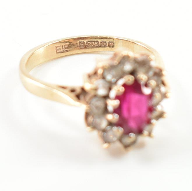 TWO HALLMARKED 9CT GOLD RINGS - SYNTHETIC RUBY & SYNTHETIC SAPPHIRE - Image 8 of 11