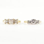 TWO HALLMARKED 14CT GOLD & CZ RINGS