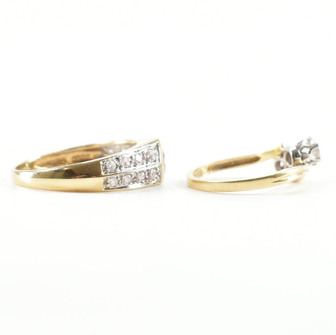 TWO HALLMARKED 14CT GOLD & CZ DRESS RINGS - Image 5 of 10