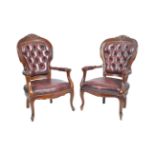 PAIR OF 1980s CHESTERFIELD LEATHER ARMCHAIRS