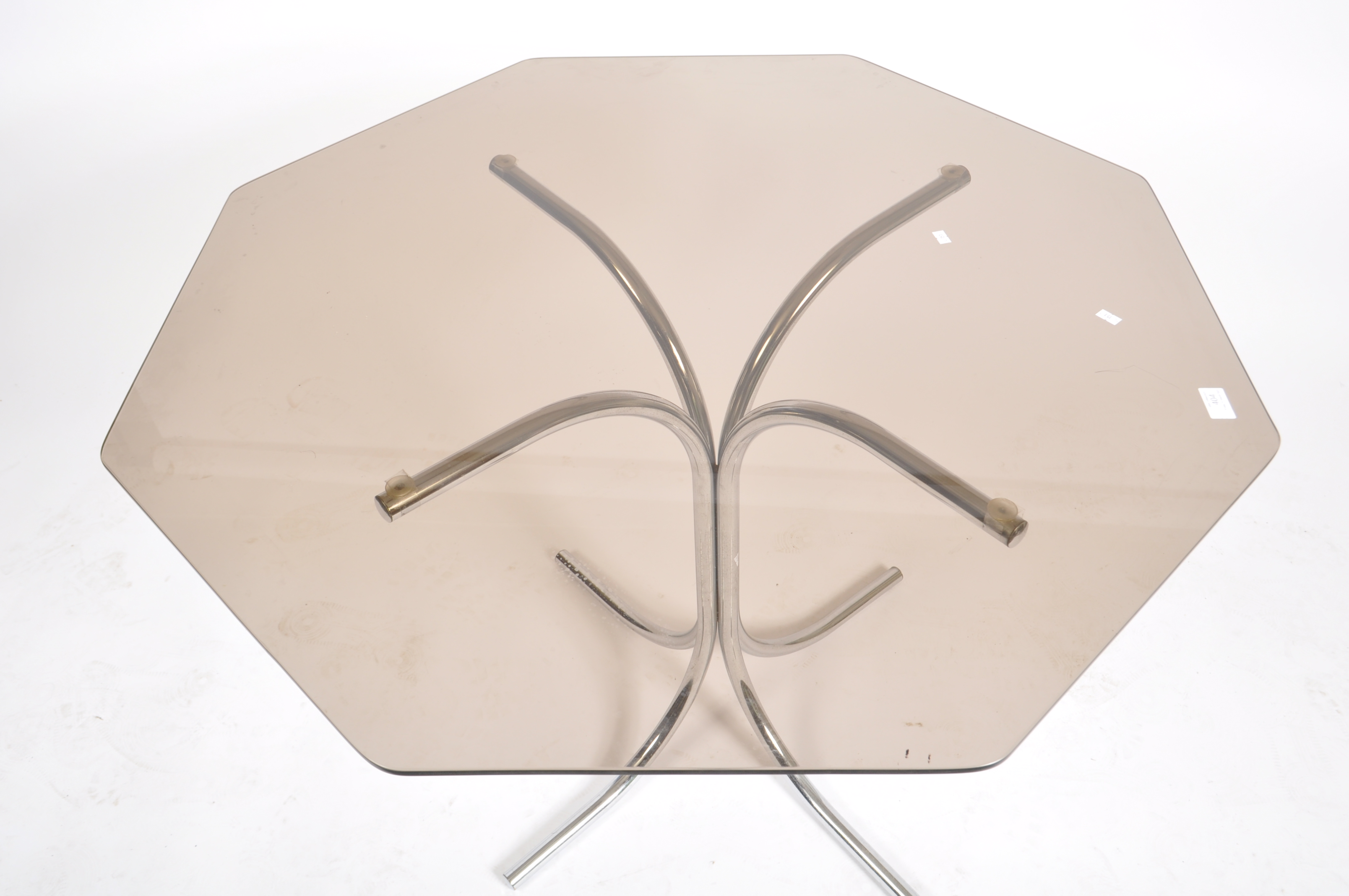 20TH CENTURY 1970s SMOKED GLASS AND CHROME DINING TABLE - Image 2 of 4