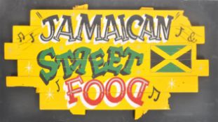 LARGE CONTEMPORARY HAND PAINTED JAMAICAN STREET FOOD SIGN