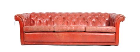 VINTAGE 20TH CENTURY RED LEATHER CHESTERFIELD SOFA