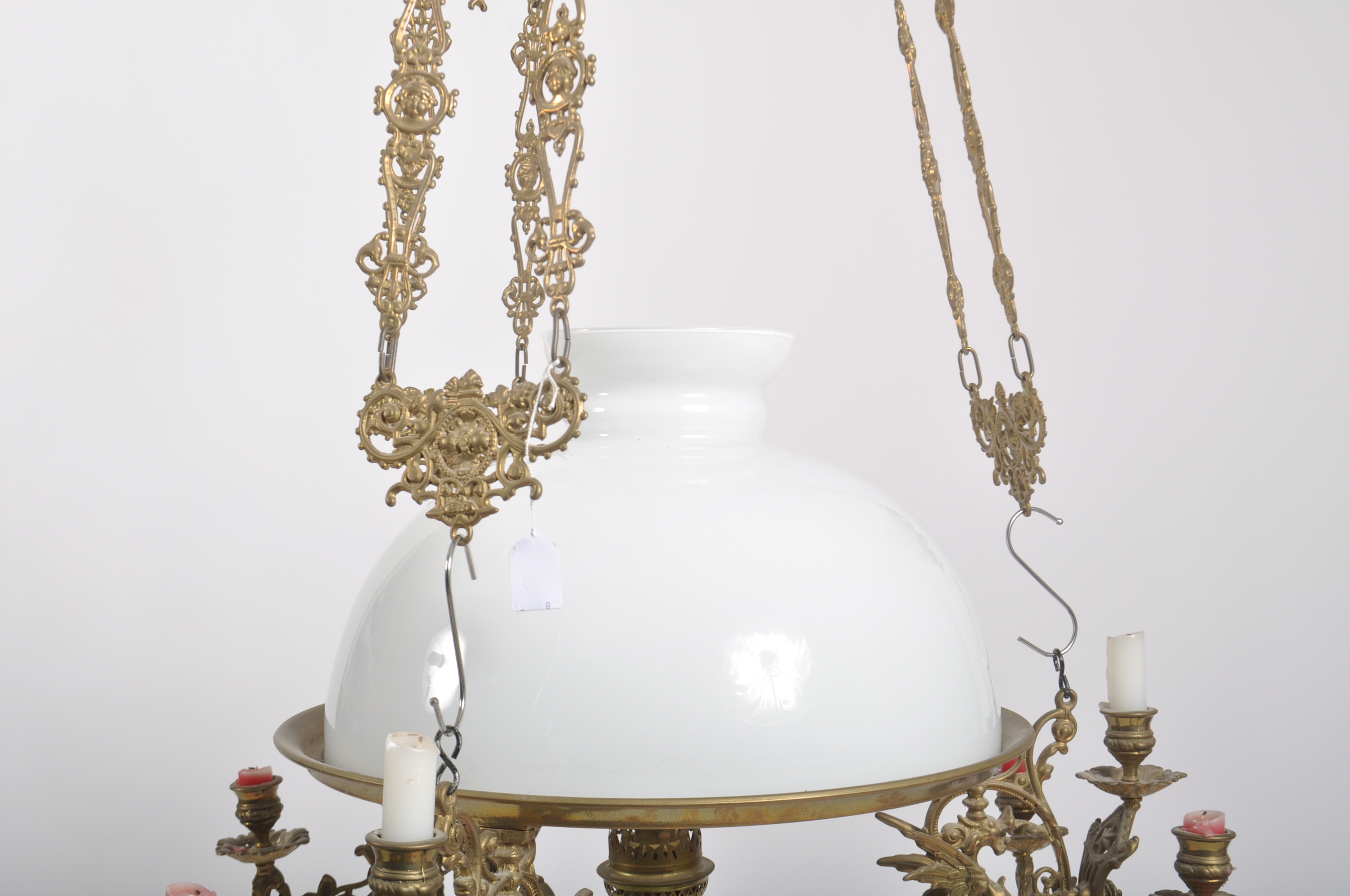 LARGE 19TH CENTURY ART NOUVEAU FRENCH BRASS CHANDELIER - Image 2 of 5