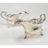 PAIR OF GEORGIAN SILVER HALLMARKED GRAVY BOATS