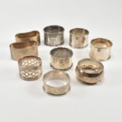 COLLECTION OF NINE HALLMARKED SILVER NAPKIN RINGS
