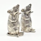 PAIR OF 800 SILVER PLATE NOVELTY MICE SALT & PEPPER SHAKERS