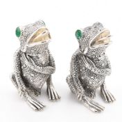 PAIR OF 925 SILVER PLATE NOVELTY FROG FIGURINE CRUETS