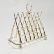 CONTEMPORARY SILVER PLATED TOAST RACK RIFLES HUNTING INTEREST