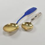 TWO VINTAGE DANISH STERLING SILVER ENAMEL SPOONS