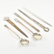COLLECTION OF SILVERWARE CRUET FORK SPOON PAPER KNIVES