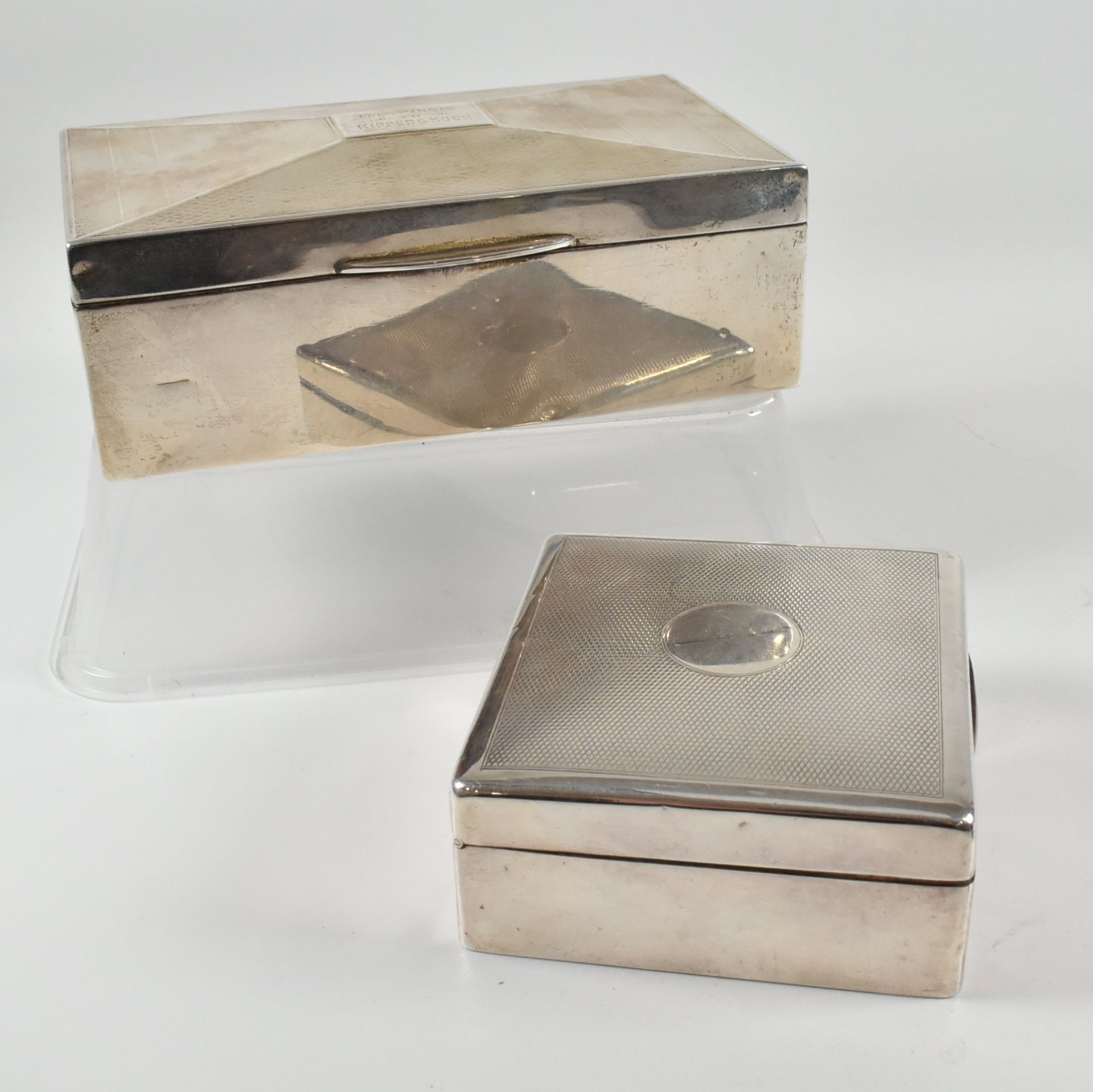 TWO HALLMARKED SILVER ART DECO CIGARETTE BOXES