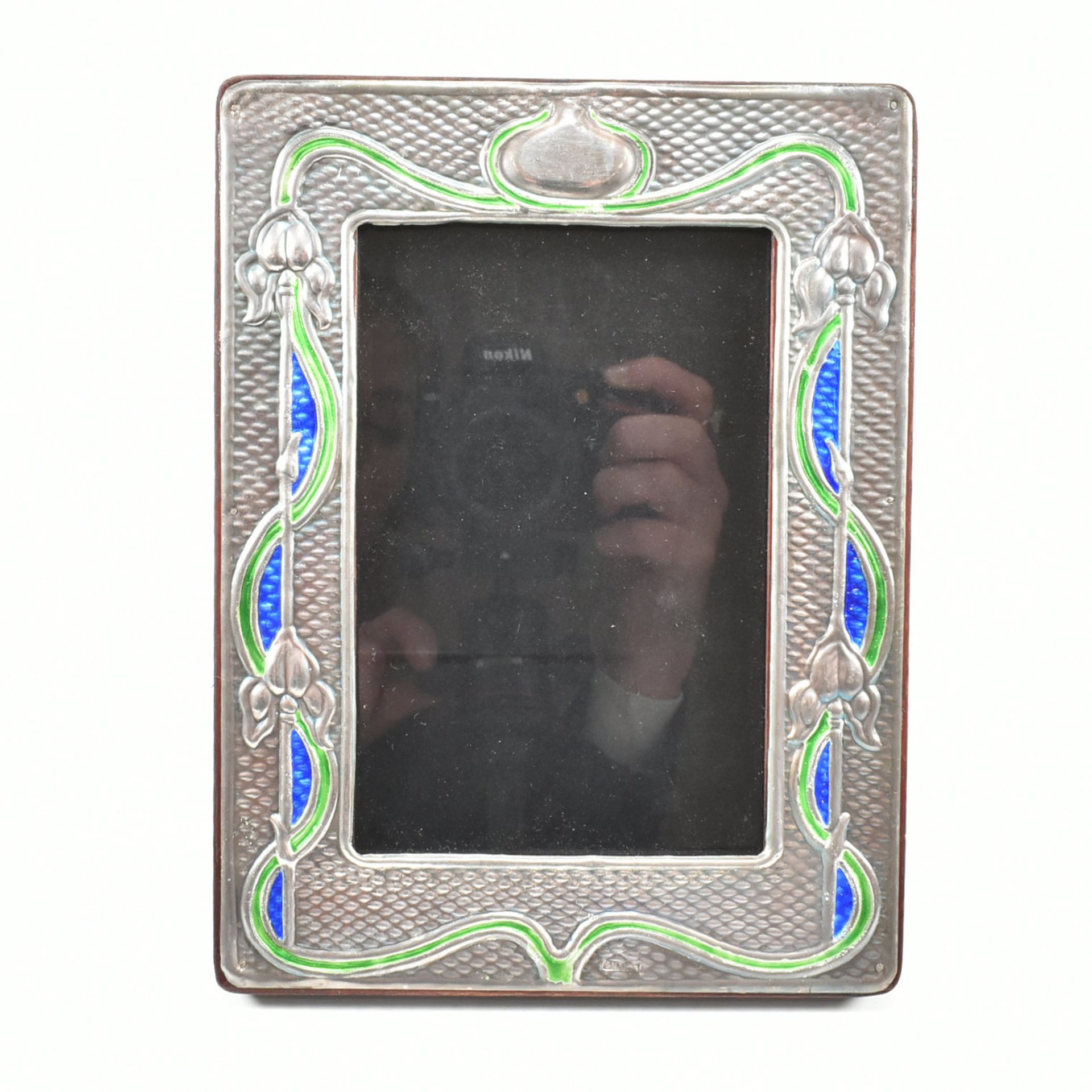 ART NOUVEAU STYLE STERLING SILVER & ENAMEL PICTURE FRAME - Image 2 of 7