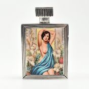 CONTINENTAL PERFUME BOTTLE WITH NUDE ENAMEL PLAQUE & SYNTHETIC RUBIES