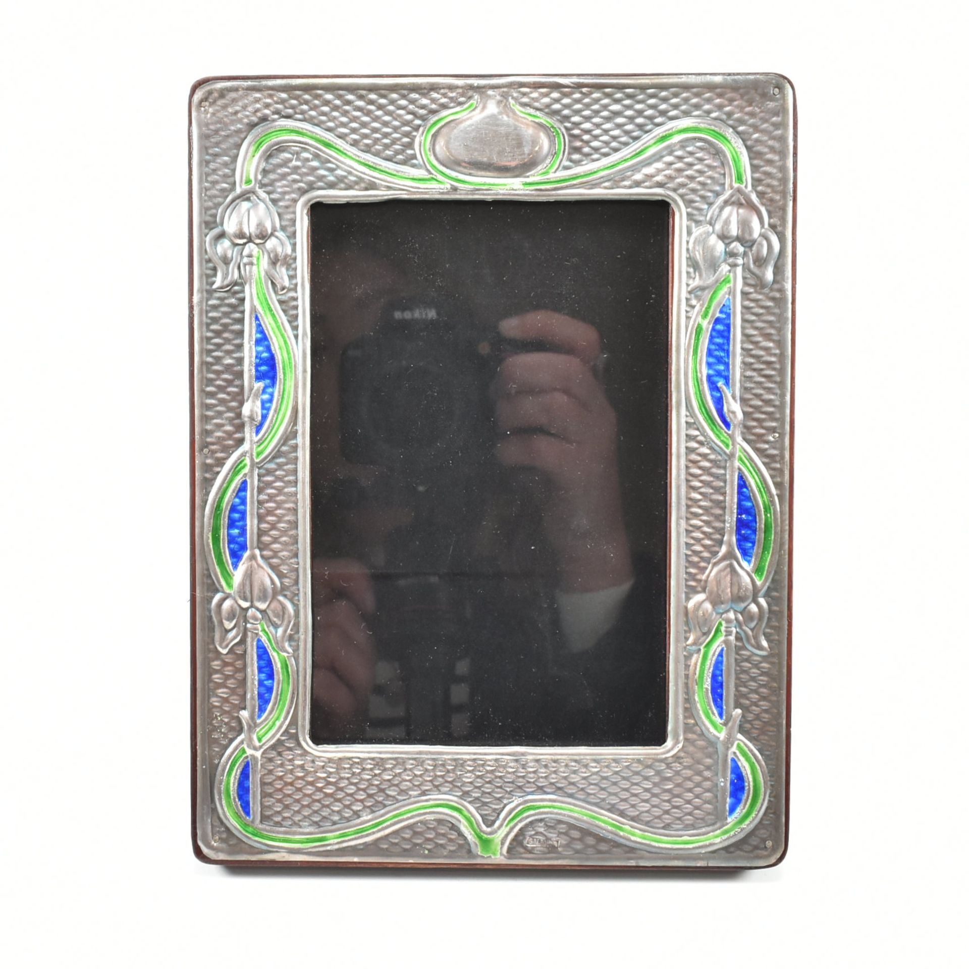 ART NOUVEAU STYLE STERLING SILVER & ENAMEL PICTURE FRAME - Image 3 of 7