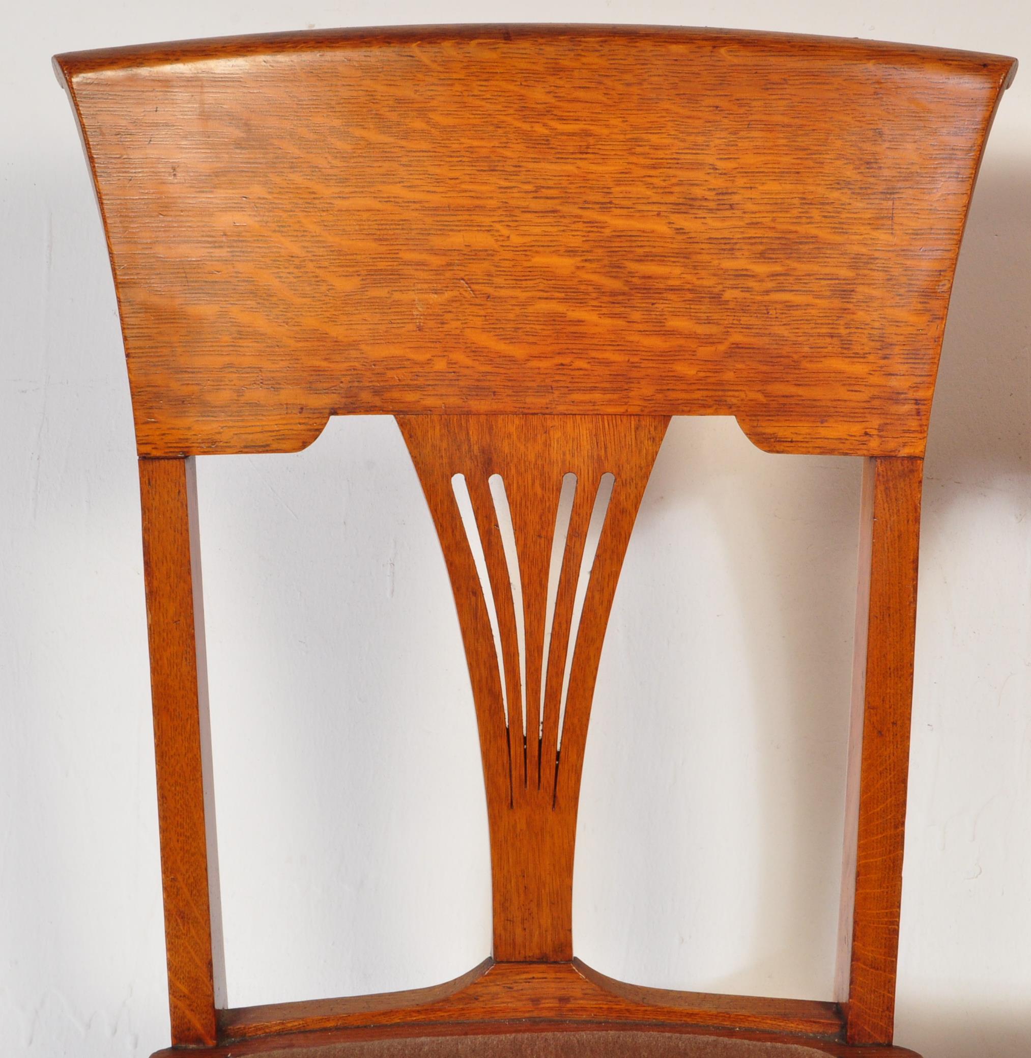 SET OF SIX ARTS & CRAFTS OAK DINING CHAIRS BY P. GANE - Image 4 of 5