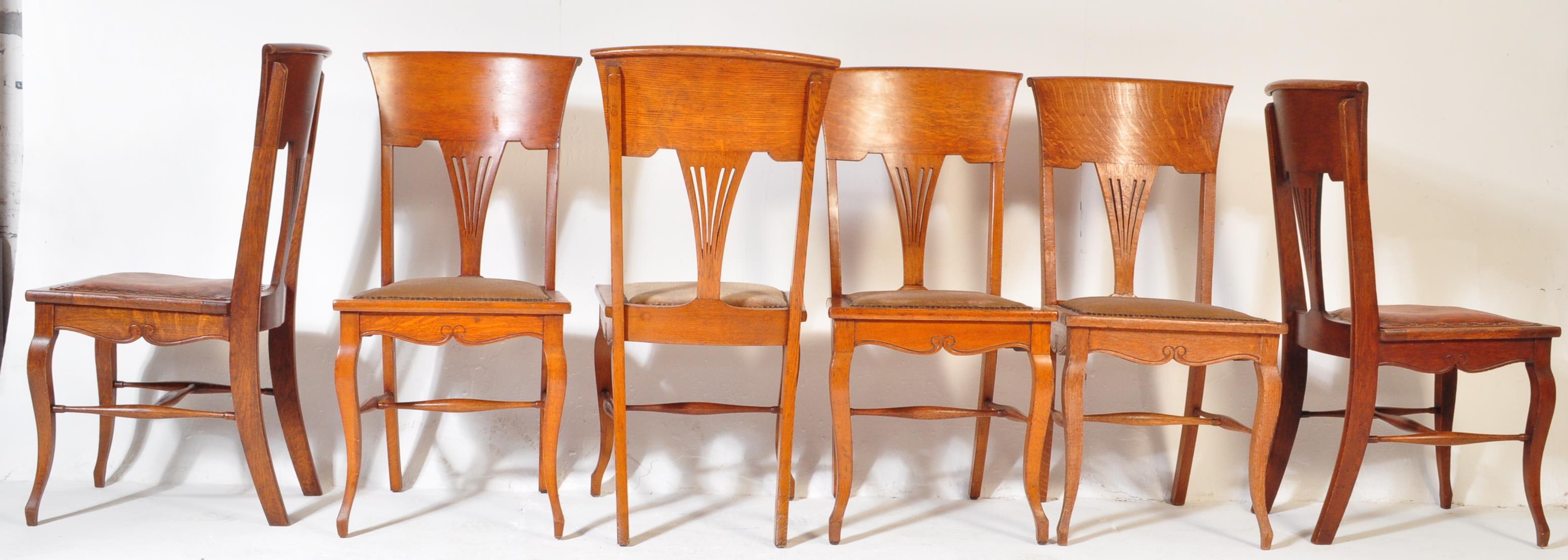 SET OF SIX ARTS & CRAFTS OAK DINING CHAIRS BY P. GANE - Image 3 of 5