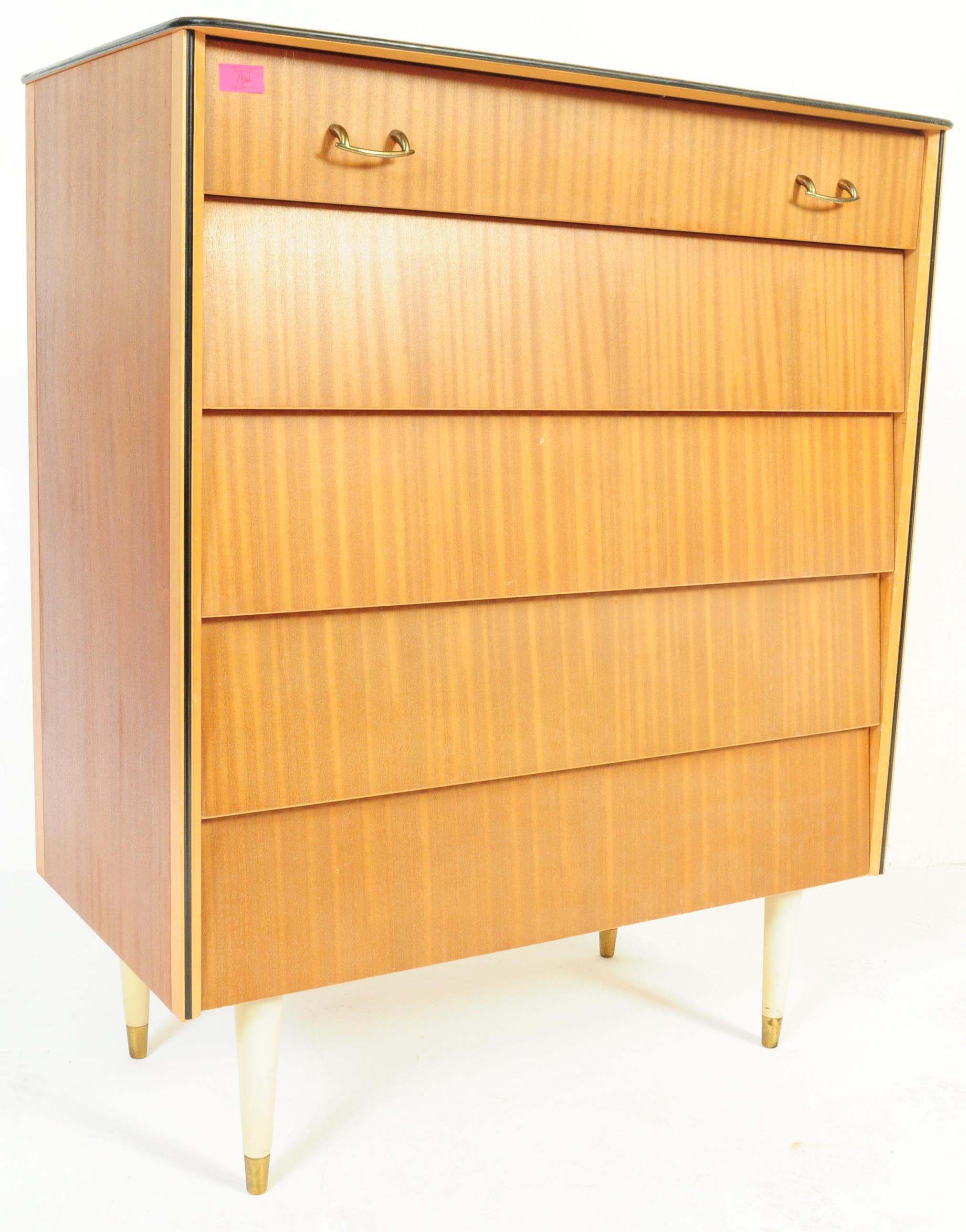 MID CENTURY AVALON TEAK BEEHIVE CHEST OF DRAWERS