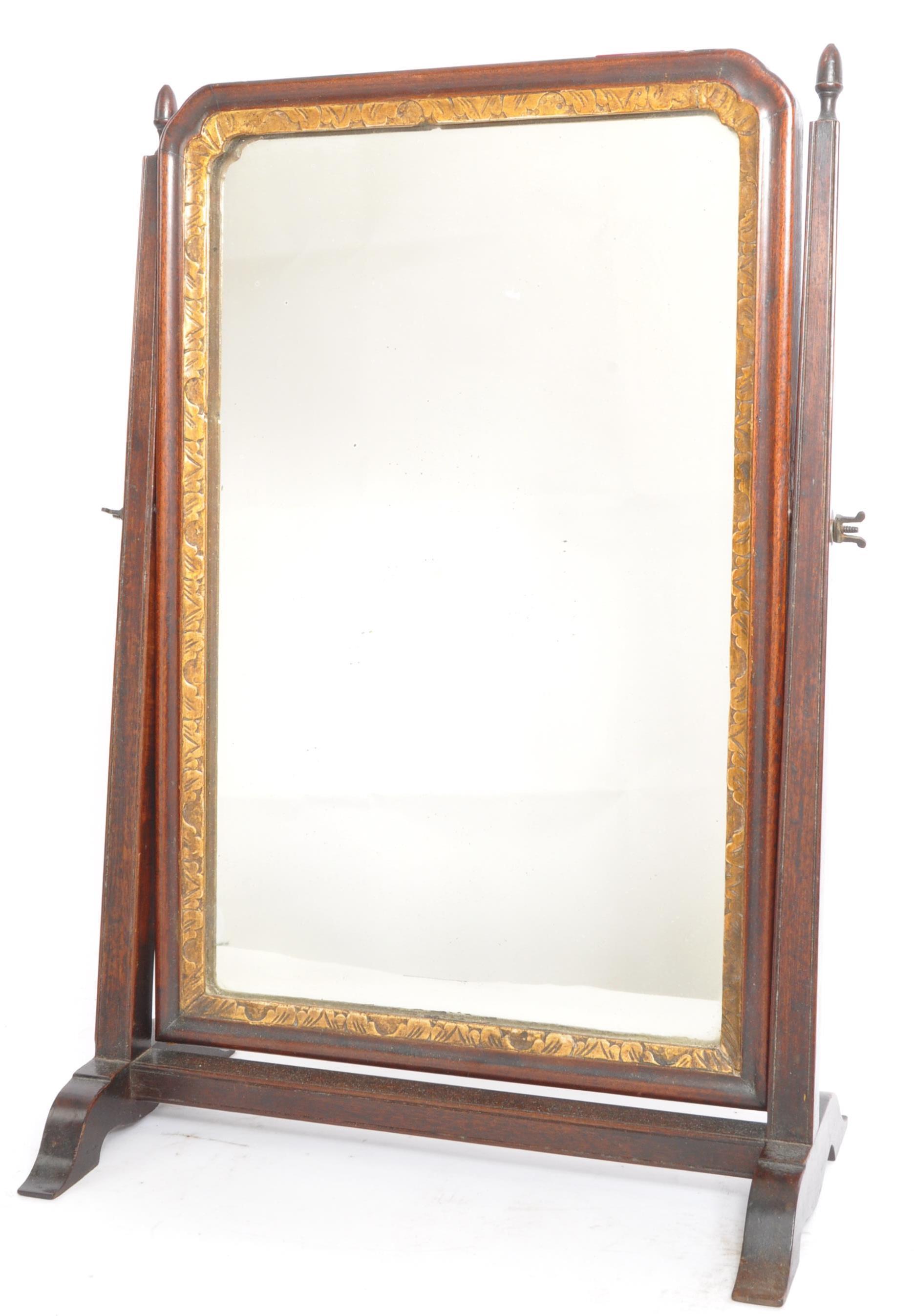 19TH CENTURY MAHOGANY & GILT EMBELLISHED DRESSING TABLE MIRROR