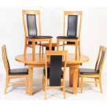 LARGE CONTEMPORARY OAK OVAL DINING TABLE WITH CHAIRS