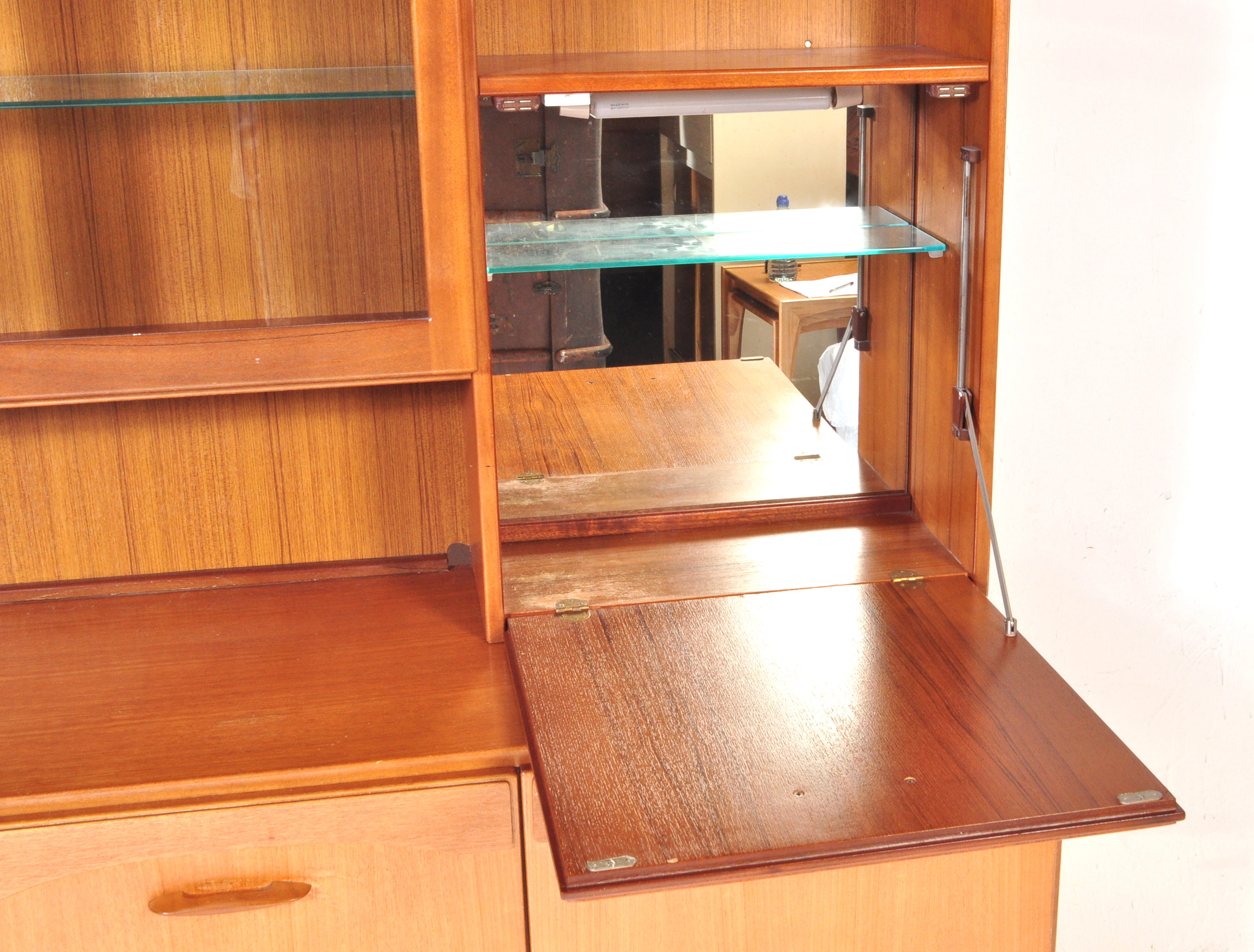 RETRO VINTAGE TEAK HIGHBOARD CREDENZA - Image 2 of 6