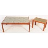 TWO RETRO 1970S TILE TOP TEAK COFFEE TABLES