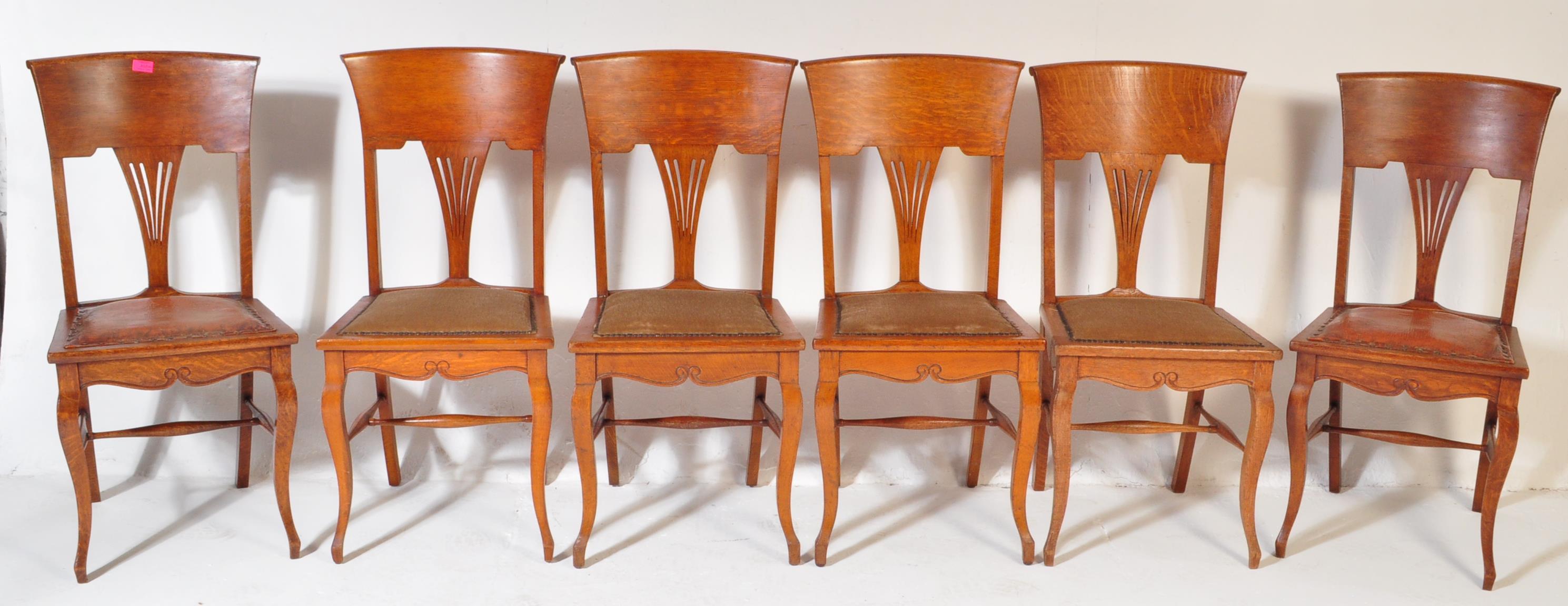 SET OF SIX ARTS & CRAFTS OAK DINING CHAIRS BY P. GANE - Image 2 of 5