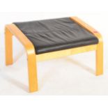 LATE 20TH CENTURY BENTWOOD & BLACK LEATHER FOOTSTOOL