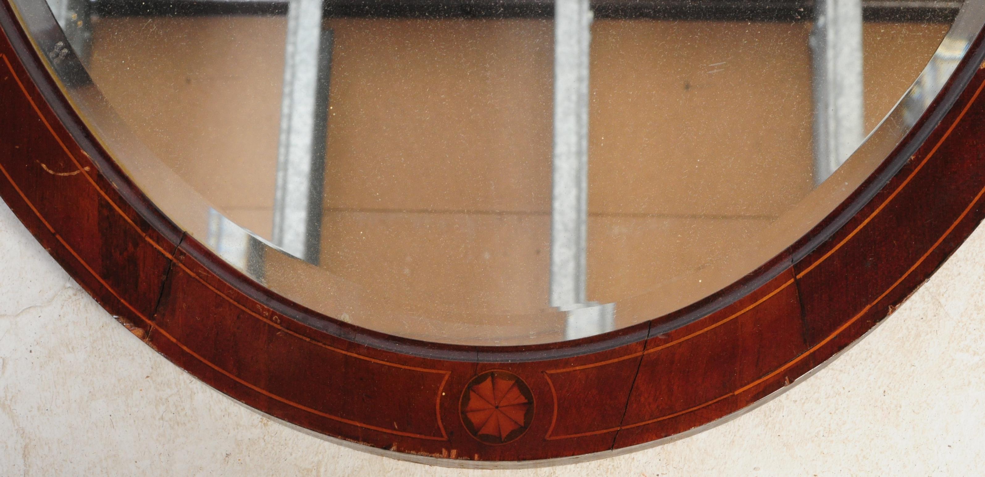 EDWARDIAN MAHOGANY INLAID OVERMANTEL MIRROR - Image 3 of 4