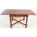 1930'S OAK BARLEYTWIST DRAW LEAF REFECTORY DINING TABLE