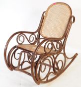 MANNER OF THONET - BENTWOOD CANED WORK ROCKING CHAIR