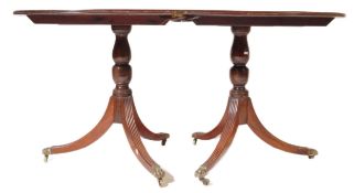 A GEORGE III 19TH CENTURY TWIN PEDESTAL D END DINING TABLE