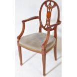 EDWARDIAN SATINWOOD CARVER ARMCHAIR