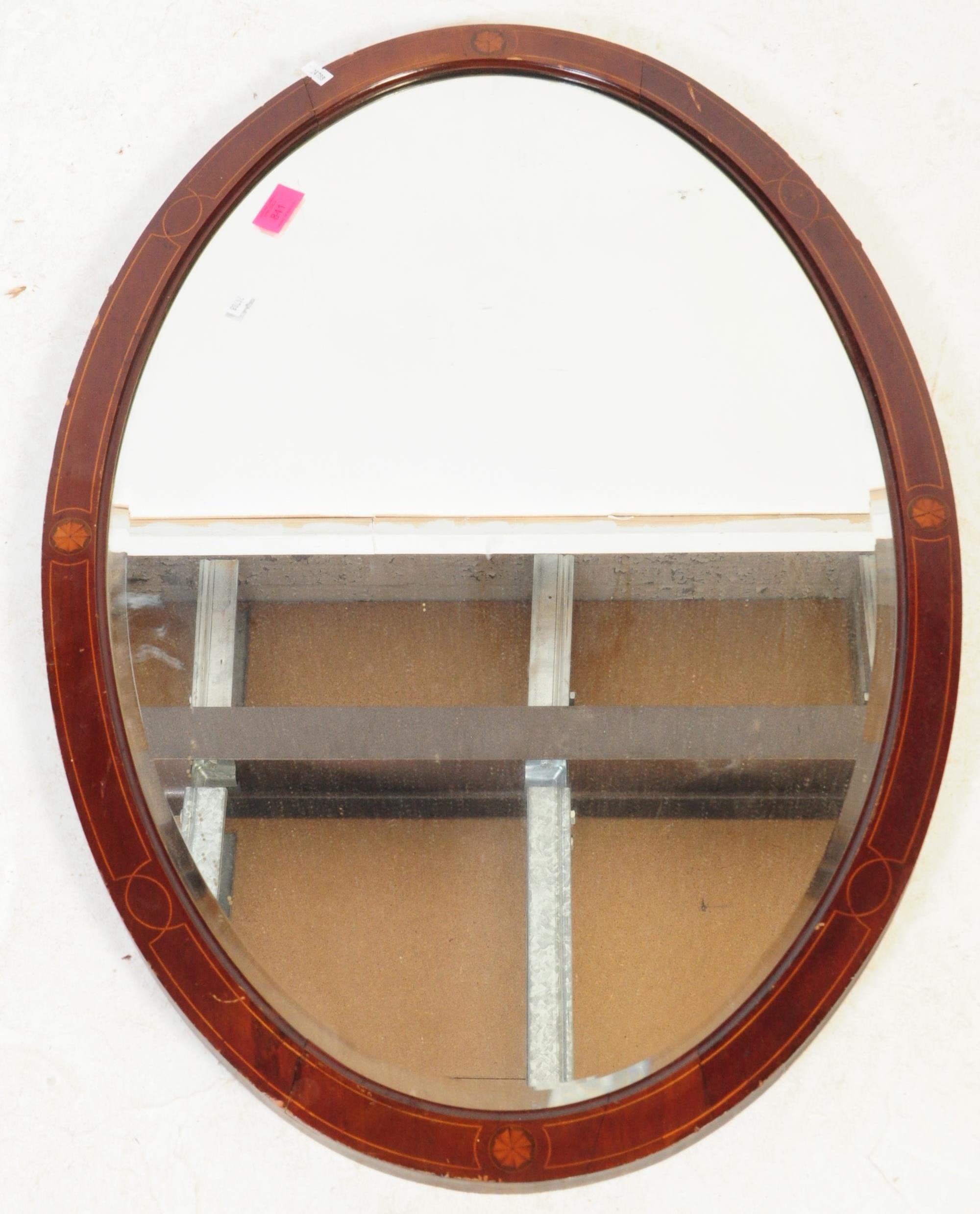 EDWARDIAN MAHOGANY INLAID OVERMANTEL MIRROR - Image 2 of 4