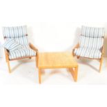 RETRO VINTAGE 1980S PINE SCANDINAVIAN LOUNGE SUITE