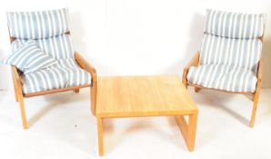 RETRO VINTAGE 1980S PINE SCANDINAVIAN LOUNGE SUITE