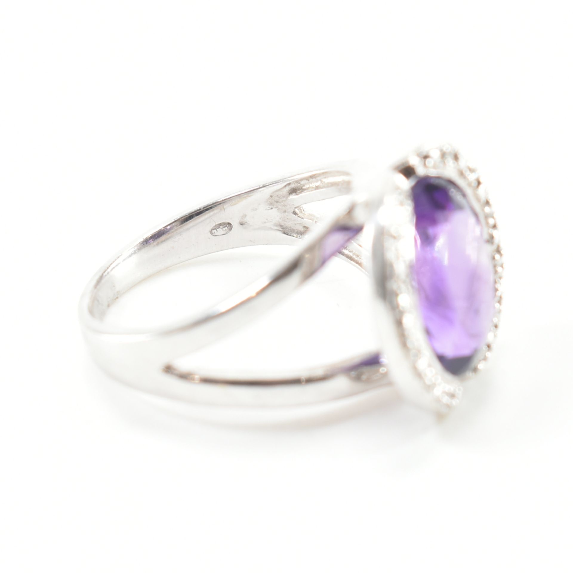 FRENCH 18CT WHITE GOLD AMETHYST & DIAMOND COCKTAIL RING - Bild 7 aus 7