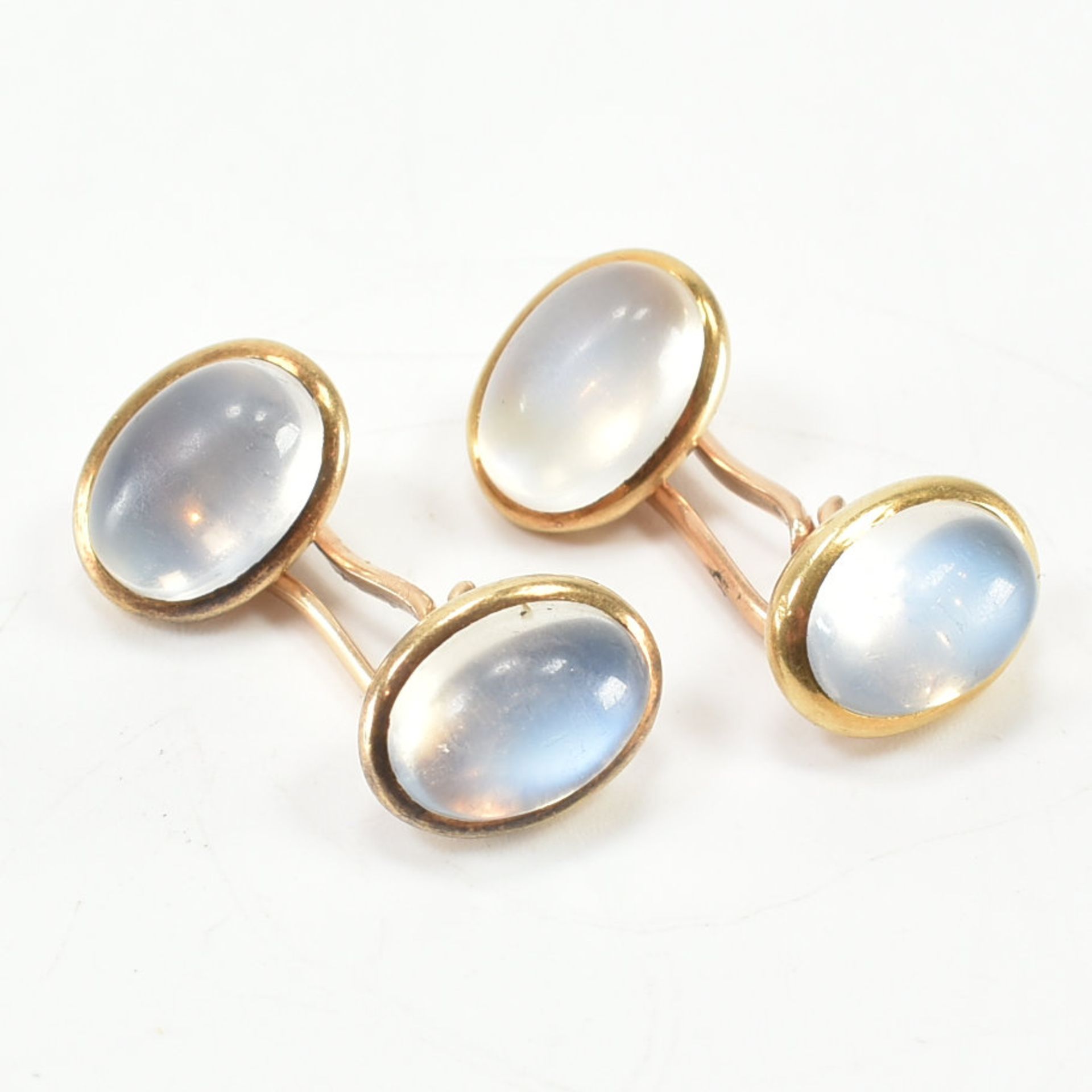 PAIR GOLD & MOONSTONE CUFFLINKS - Image 5 of 5