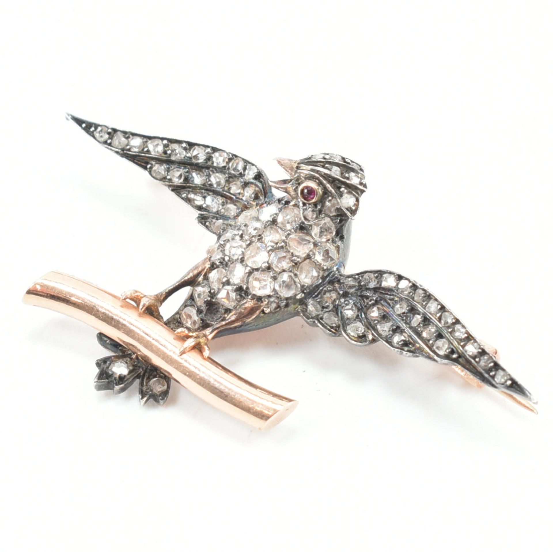 19TH CENTURY DIAMOND BIRD BROOCH PIN - Image 3 of 9