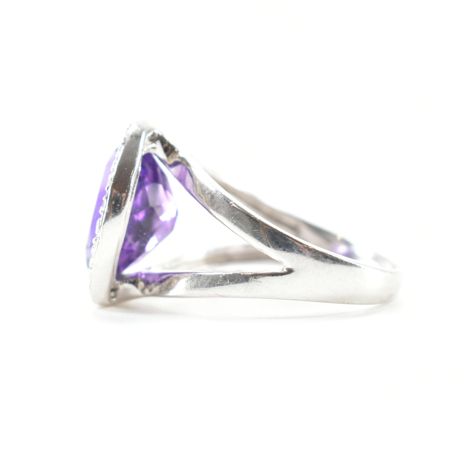 FRENCH 18CT WHITE GOLD AMETHYST & DIAMOND COCKTAIL RING - Bild 2 aus 7