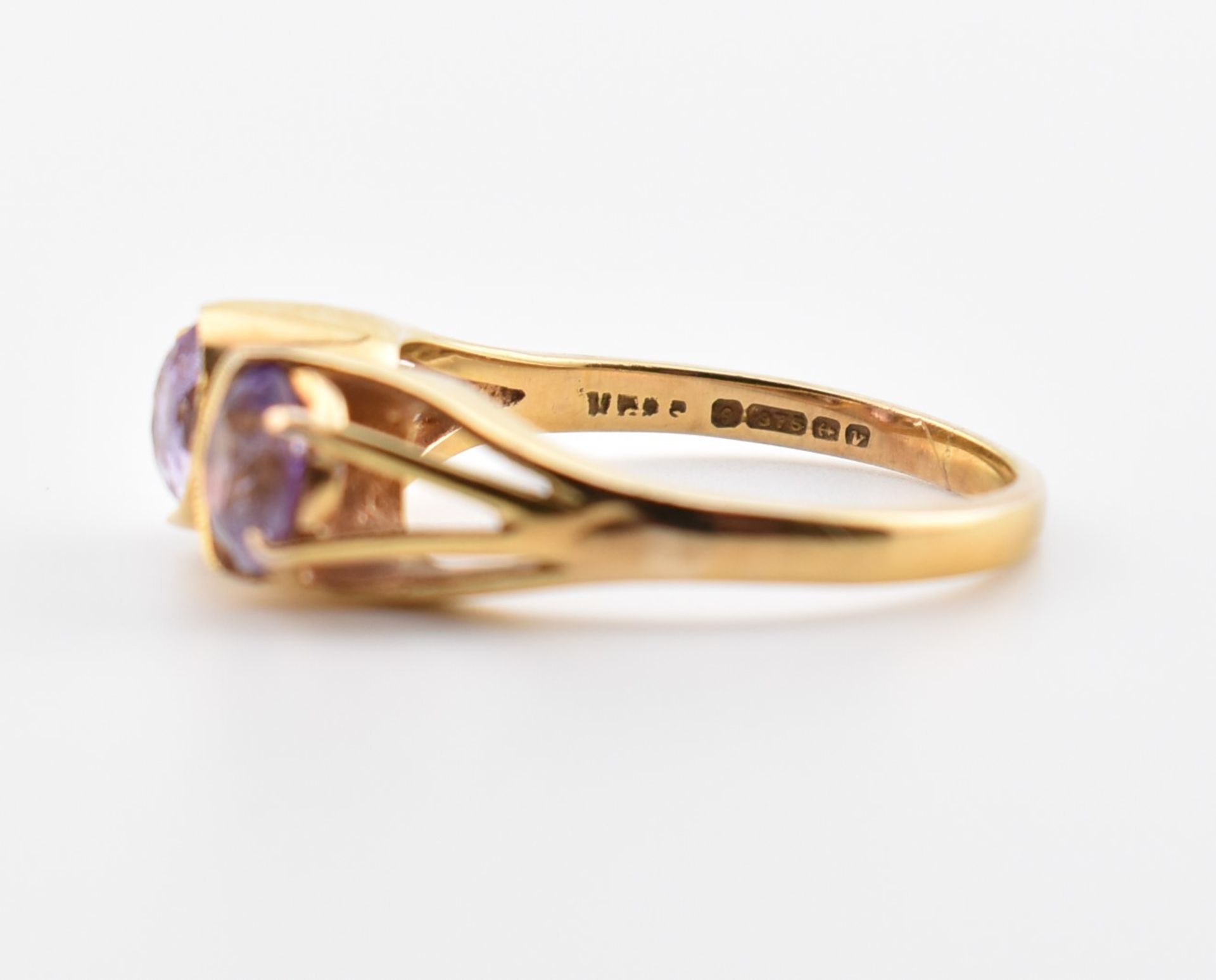 HALLMARKED 9CT GOLD & AMETHYST DRESS RING - Image 4 of 7