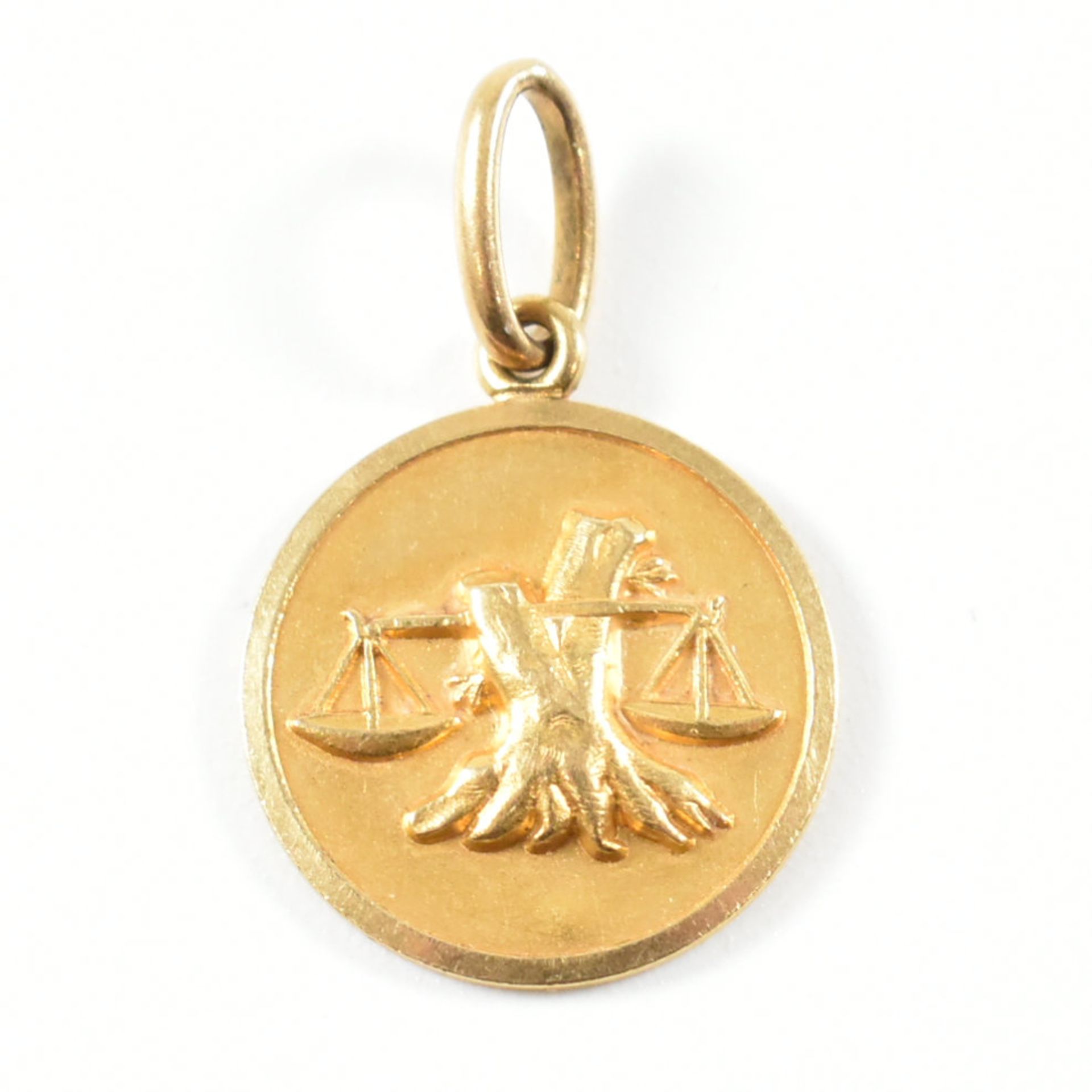 VINTAGE 18CT GOLD LIBRA ZODIAC NECKLACE PENDANT