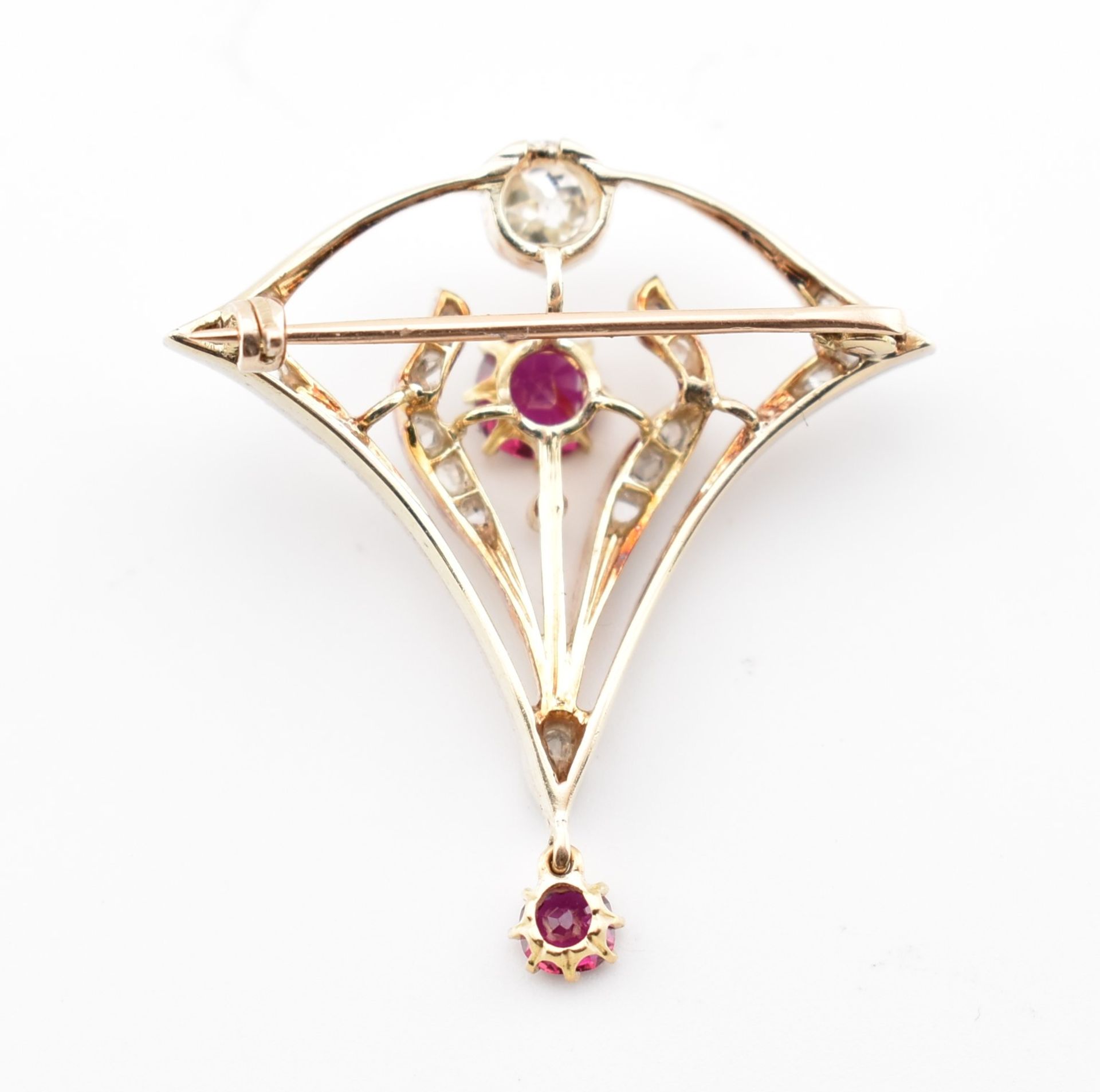 ART NOUVEAU RUBY & DIAMOND BROOCH PIN - Image 4 of 4