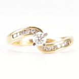 HALLMARKED 18CT GOLD & DIAMOND CROSSOVER RING