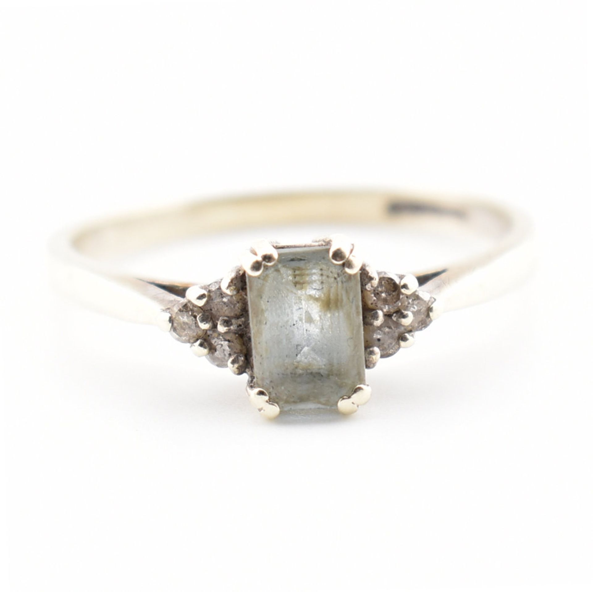 HALLMARKED 9CT GOLD AQUAMARINE & DIAMOND RING - Image 11 of 11