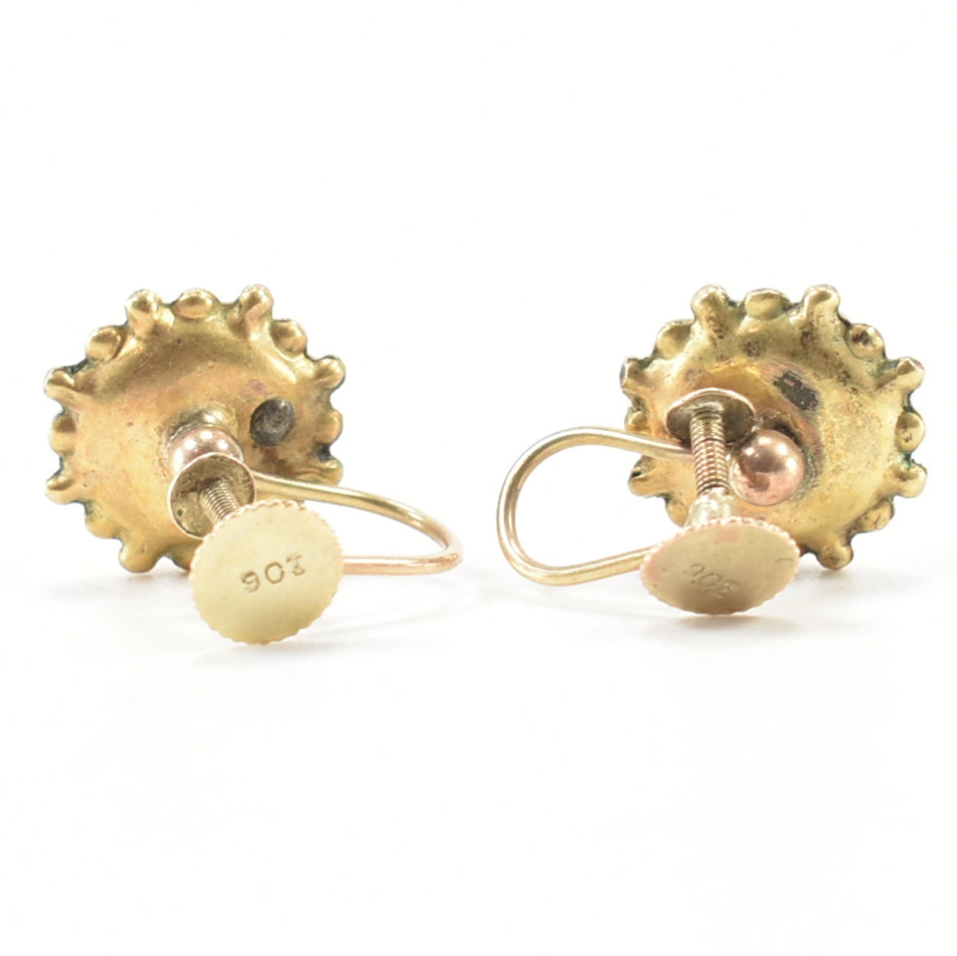 19TH CENTURY 9CT GOLD SCREW BACK EARRINGS - Image 3 of 6