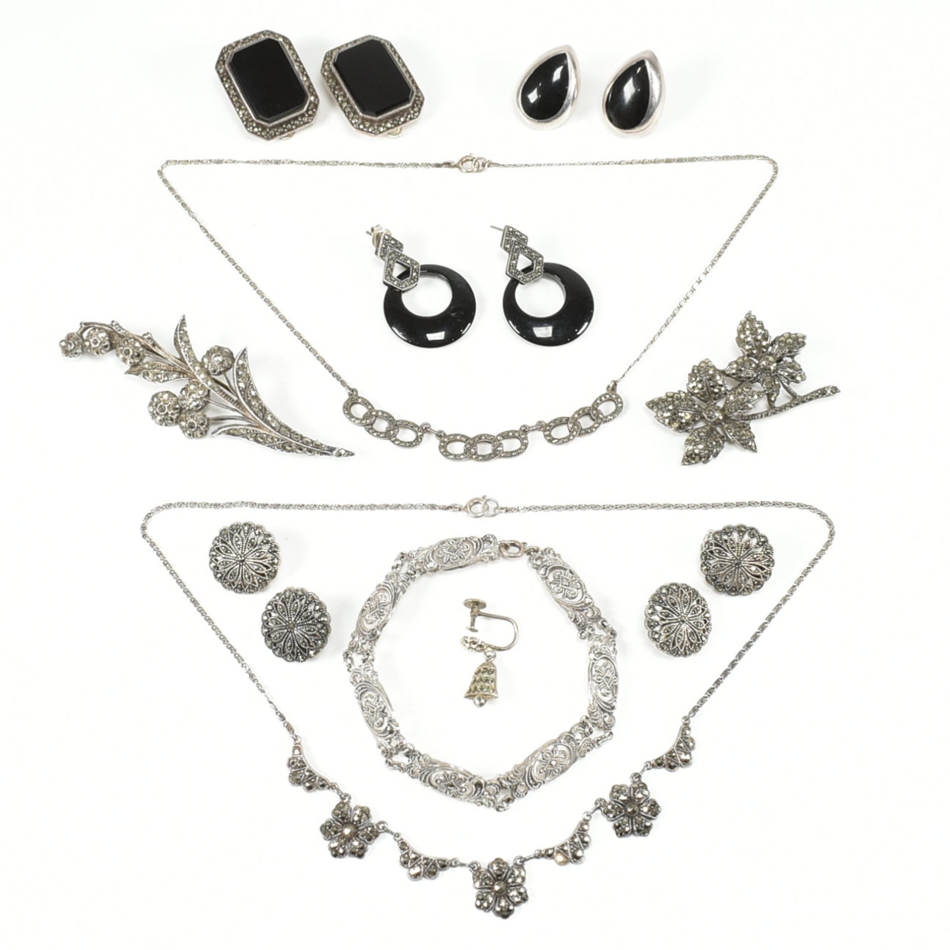 COLLECTION OF ASSORTED ANTIQUE & LATER MARCASITE JEWELLERY