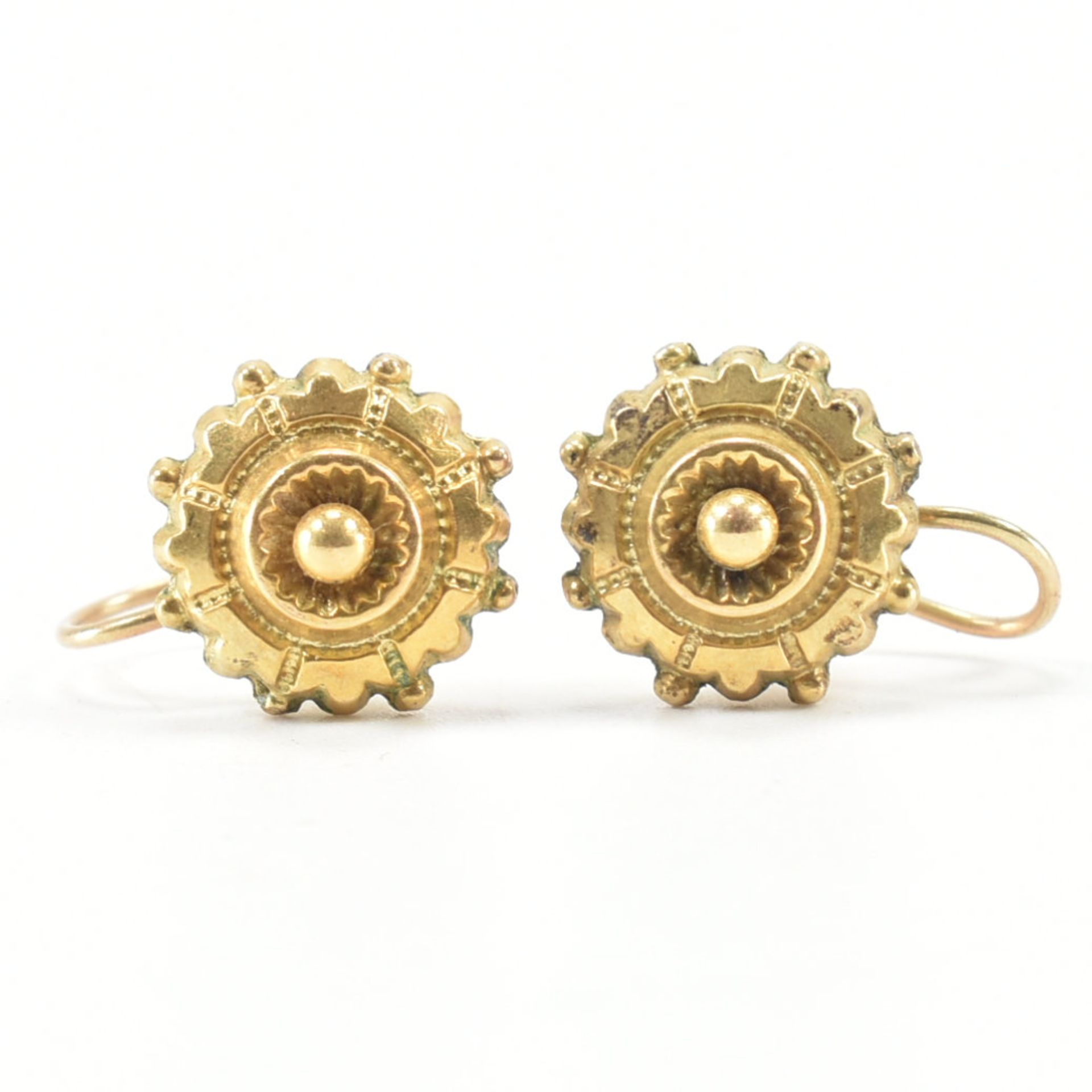 19TH CENTURY 9CT GOLD SCREW BACK EARRINGS