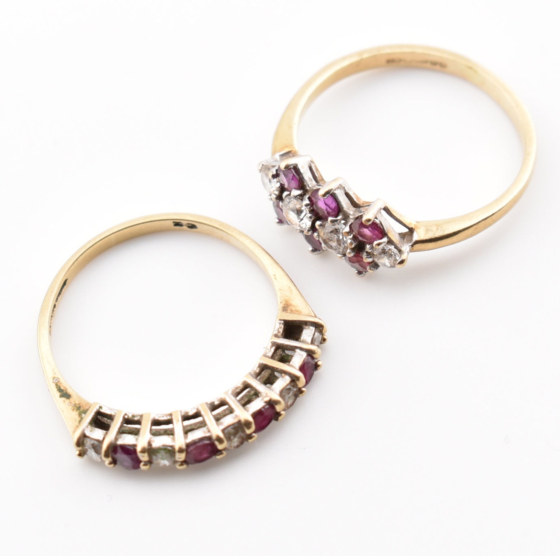 TWO HALLMARKED 9CT GOLD RUBY & WHITE STONE RINGS - Image 3 of 9